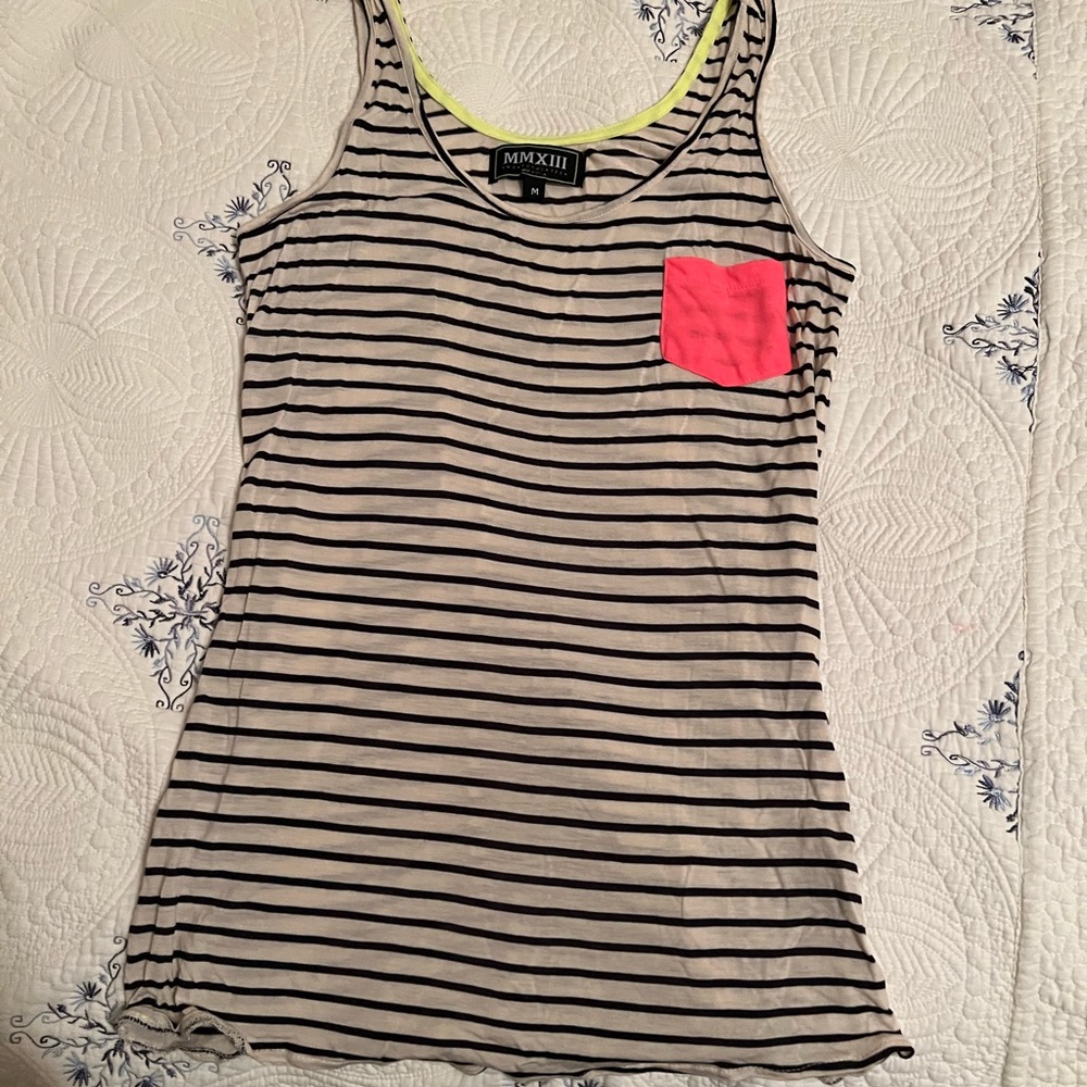 MMXIII - Cream and black striped tank top